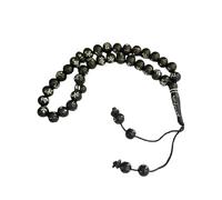 Tasbih Islam 33 Perles Noir Argenté - Chapelet Musulman Léger et Élégant - Collier de Prière Tesbih pour Dhikr et Invocation - Sabha Islamique de Poche Noir avec Inscriptions Religieuses Argentées