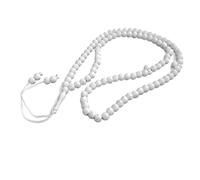 Tasbih Islam 99 Perles Blanc et Argenté petite perles - Chapelet Musulman Long en Résine avec Motifs Religieux - Collier de Prière Tesbih Élégant pour Dhikr et Invocation - Sabha Islamique