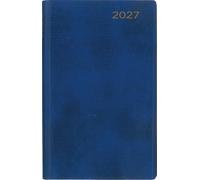 Taschenkalender 2027: Blauer Cabra-Lederfaserstoffeinband