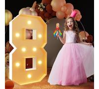 Tashace Grand Numéro Lumineux LED 1m For Décoration D'anniversaire, Chapiteau 1, 18, 30 Chiffres Lumineux, Fête Remise Diplôme Décoration Mariage Cadre Prédécoupé, Numéros En Mosaïque(Number 8,WHITE)