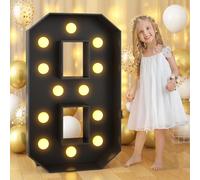Tashace Number 8,BLACK，Grand Numéro Lumineux LED 1m For Décoration D'anniversaire, Chapiteau 8, 18, 88 Chiffres Lumineux, Fête Remise Diplôme Décoration Mariage Cadre Prédécoupé, Numéros En Mosaïque