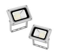 Tashace Projecteur LED 12-24 V CC 10 W 800 lm 6500 K Blanc froid Éclairage de sécurité IP65 Étanche Applique murale for extérieur, cour, parc, patio, place(2 packs)