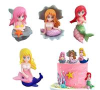 Tashce 4 PCS Mini Figurine Sirène, Déco Gâteau, Aquarium, Jardin Féérique