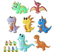 Tashce 7pcs Dinosaure Gâteau Topper, Dinosaure Deco Gateau Anniversaire, Décoration de gâteau à thème Dinosaure 3D pour Garçon Enfants Dino Thème Fête d'anniversaire, Baby Shower