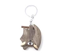 Tashuunka Geschenkartikel Porte-clés en bois Chauve-souris à suspendre, Marron / Blanc Crème, Unisex, Animaux, Adults, Bat Lovers