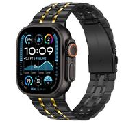 Tasikar Bracelet Compatible avec Apple Watch Ultra 3 2 1 49mm, Homme Femmes Bracelet Remplacement en Acier Inoxydable Métal Bande Compatible pour Apple Watch Ultra 49mm, Noir-Or