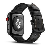 Tasikar pour Bracelet Apple Watch 41mm 40mm 38mm Cuir et Silicone Band Compatible avec Apple Watch Séries 9 8 7 (41mm) SE Séries 6 5 4 (40mm) Séries 3 2 (38mm) - Noir