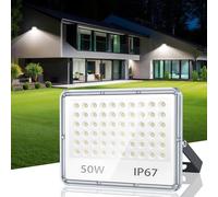 TASINUO Projecteur LED Extérieur 50W, 5000LM Brillant Spot LED Exterieur | IP67 Imperméable Lampe LED Exterieur, 6500K Blanc Froid Eclairage Exterieur pour Jardin Terrasse Garage Usine Stade, Lot de 1