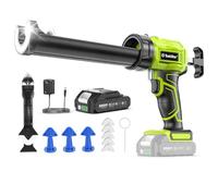 Taskstar Pistolet à calfeutrer sans fil avec batterie, pistolet à calfeutrer électrique avec outil de calfeutrage 3 en 1, lumière LED et 4 vitesses réglables, pistolet en silicone automatique