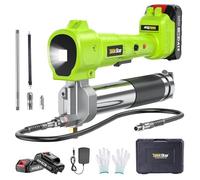 TaskStar Pompe a Graisse Électrique, Kit de Pistolet à Graisse [Super Efficace] avec 2 Batteries et Chargeur, Tuyau Flexible de 39,4", Pompe à Graisse 10 000 PSI avec Lumière LED Super Brillante, Vert