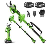 TaskStar Sécateur Électrique Télescopique: 2-en-1 Sécateur de Jardin avec Perche - Moteur Sans Balais, 2X Batteries 4,0Ah, Lame SK5 Supplémentaire, 2 Modes, Coupe 40mm pour Arbres & Fleurs