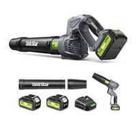 Taskstar Souffleur de feuilles sans fil, tête pivotante, souffleur électrique de 550 CFM avec 2 batteries de 4 Ah et chargeur, léger, 1,7 kg, mini feuille portable à 5 vitesses pour l'entretien de la