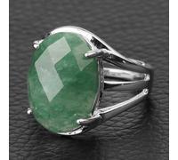 TASLIE Oeuf Forme Pierre Naturelle Anneaux Multifacettes Cabochon Violet Cristal Lapis Argent Couleur Bague Pour Femmes Réglable,Aventurine Verte green aventurine