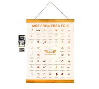 TASLIM Affiche mes premieres fois à tamponner (Coffret complet), tableau mes premières fois bébé, cadeau jeune maman, deco chambre bebe, cadeau de naissance original garçon ou fille