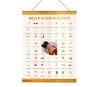 TASLIM Cadeau Naissance Original-Mes Premières Fois Bébé à Tamponner (coffret complet) - Affiche Souvenir Bébé A3 - 50 Premières Fois à Dater - Idée Cadeau Jeunes Parents.