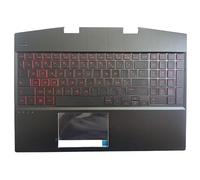 TASLIN UK/Spanish/French/German/Portugal Laptop Keyboard for HP OMEN 15-DH 15-DH000 TPN-C143 with palmrest Upper Cover Red Backlight (Color : GR)