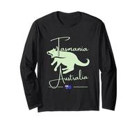 Tasmanie Australie Carte de Tasmanie Drapeau Australien Diable GPS Manche Longue