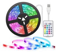 TASMOR Ruban LED 5M, LED Chambre, USB Bande LED RGB Multicolore Musical avec Télécommande, 16 Couleurs et 4 Modes Décor pour Chambre Maison Télévision