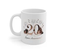 Tasse 20 Ans Joyeux Anniversaire - Mug Rose Gold Glamour - Cadeau Idéal pour Femme ou Homme