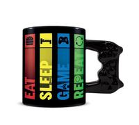 Pyramid International Tasse 3D Gamer : Eat, Sleep, Game, Repeat - Porcelaine Blanc - Réutilisable - 1 Unité