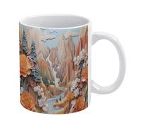 Tasse 3D Montagne Été - Tasse Florale Camping Céramique 11 oz, Design Fantaisie, Idée Cadeau Souvenir Spécial pour Amateurs de Nature