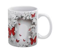 Tasse 3D Papillons 325 ml Blanc Style bohème - Tasse à café et à thé mignonne - Tasses à café en céramique pour femmes et hommes