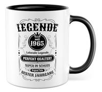 Tasse 60 ans - Cadeau d'anniversaire - Légende depuis 1965 - Parfaitement mûri - Super en coup - Meilleur millésime - Idée cadeau pour papa père homme - Cadeau d'anniversaire blague
