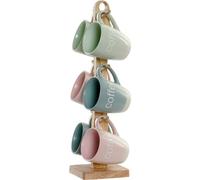 Tasse à anse DKD Home Decor Coloré Bleu Rose Caoutchouc vert Faïence 160 ml (3 pièces) (7 pcs)