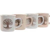 Tasse à anse Home ESPRIT Blanc Beige Traditionnel Arbre de vie 330 ml (4 pièces)
