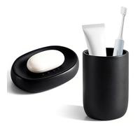 Tasse à Bain Céramique,Porte-savons,Porte Savon Noir Salle de Bain,Porte-Savon de Voyage,Nettoyage Facile,Sec,StopMushy soap pour Rangement et Bain de Bouche pour Hôtel et Usage Domestique(Noir)