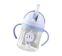 Tasse à Bec en Paille Lestée de 250 Ml Motif Animal Anti fuite Poignée pour bébé Rabat Enfants Bleu-Tasse À