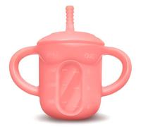 Tasse à Bec en Silicone avec Paille et Couvercle, Tasse Anti-Fuite pour Bébé avec Mesures Intégrées, Tasse de Sevrage pour Tout-Petits (6+ Mois), Tasse d'Apprentissage pour Bébés