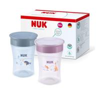 Tasse à bec NUK Magic Cup | À partir de 8 mois | 230 ml | Bord anti-fuites à 360° | Biberon pour tout-petits | Baleine et kangourou | Lot de 2