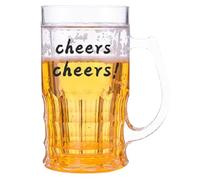 Tasse à bière amusante double couche - 15,5 x 8 cm - Anti-fuite - 450 ml - Faux modèle de Stein - Tasse transparente pour congélateur, tasse à shot pour camping, randonnée, barbecue dans le jardin