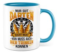 Tasse à bière cadeau seulement bien Darten ne suffit pas on doit aussi boire de la bière..., tasse à café alcool fléchettes bar hommes humour idée cadeau ironie blague drôle collègue ami tasse à café
