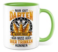 Tasse à bière cadeau seulement bien Darten ne suffit pas on doit aussi boire de la bière..., tasse à café alcool fléchettes bar hommes humour idée cadeau ironie blague drôle collègue ami tasse à café