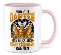 Tasse à bière cadeau seulement bien Darten ne suffit pas on doit aussi boire de la bière..., tasse à café alcool fléchettes bar hommes humour idée cadeau ironie blague drôle collègue ami tasse à café