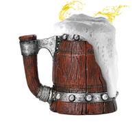 Tasse à bière en acier inoxydable, chope à bière rétro - Tasse à thé en forme de seau de 600 ml de bière - Chope à bière en forme de tonneau en bois de grande capacité pour whisky et boissons froides