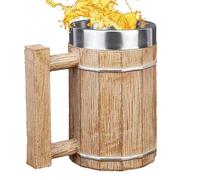 Tasse à bière en forme de seau | Tasse à thé vintage avec poignée | 600 ml - Conteneur à jus à double paroi pour la maison, les restaurants