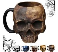 Tasse à bière en verre avec motif de crâne d'Halloween avec poignée, décoration gothique, tasse à café amusante et festive, tasse à café d'Halloween amusante et festive, tasses en résine émaillée