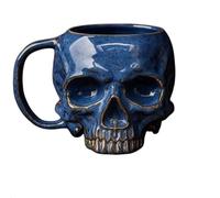 Tasse à bière en verre personnalisée avec motif tête de mort d'Halloween 2025 avec poignée, décoration gothique, tasse à café d'Halloween amusante et festive, tasses en résine émaillée noire pour
