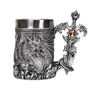 Tasse à bière médiévale - Tasse | Tasse steampunk | Tasse de voyage 600 ml avec motif dragon médiéval | Mugs fantastiques pour cadeaux | Tasse à café vintage pour bière, café, eau, thé et