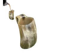 Tasse à boire en corne - Tasse à bière vintage rustique avec poignée, cornes et tasse à whisky, récipient à boire traditionnel | Parfait pour bar à domicile pour homme, fête médiévale, camping en