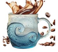 Tasse à boire en verre - Gobelet à café transparent, récipient à eau artistique, style texturé moderne isolé | Pièce de vaisselle légère et chic pour hommes, femmes, adultes, étudiants, fête, bar, sal