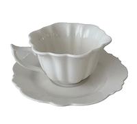 Tasse à boisson 100 ml moderne en céramique en forme de pétale tasse à café et soucoupe ensemble tasse à thé au lait tasse à thé au lait cadeau d'anniversaire couple ami tasse cadeau tasse à thé au