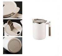 Tasse à boisson à double paroi en acier inoxydable avec couvercle à poignée ergonomique et passoire à thé en maille fine pour une utilisation toute la journée (marron)