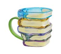 Tasse à boisson en verre peint à la main avec poignée ergonomique, passe au lave-vaisselle, tasse pour lait, jus de fruits, cocktails, tasse de qualité supérieure fabriquée à la main sur le thème du