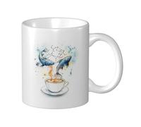 Tasse à café 11 oz Poissons du signe du zodiaque, illustration amusante pour adultes, illustration charmante pour les amateurs d'astrologie, tasse à café en céramique de la série Zodiac classique, tas