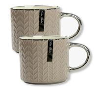 Tasse à café 2 jeux en porcelaine Tasse à café Anse Rose sale Argent 470 ml
