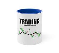 Tasse à café 325 ml, couleurs hilarantes, appréciation des investisseurs, maquettes graphiques, actions de trading humoristiques, illustration d'importance, 325 ml, bleu